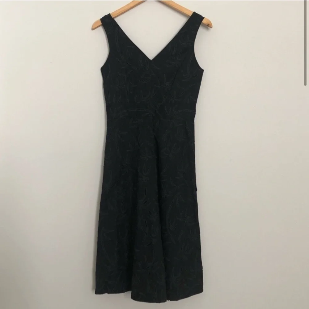 J. Crew Black Petite Embroidery A-line Dress